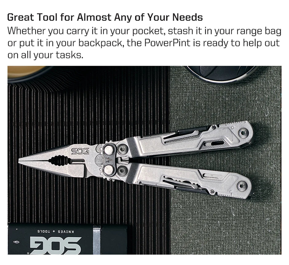 SOG PowerPint 18-in-1 Multi-Tool – Compact Tactical EDC with Pliers & Knife