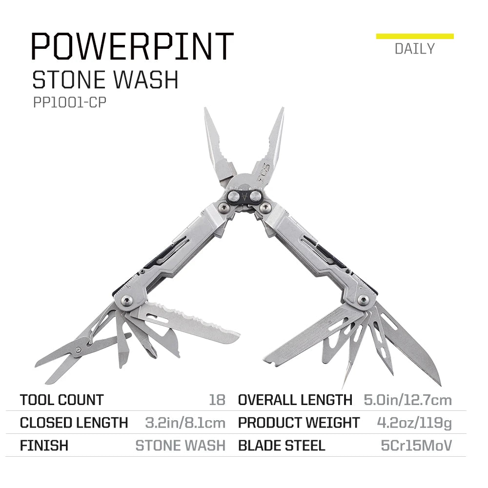 SOG PowerPint 18-in-1 Multi-Tool – Compact Tactical EDC with Pliers & Knife
