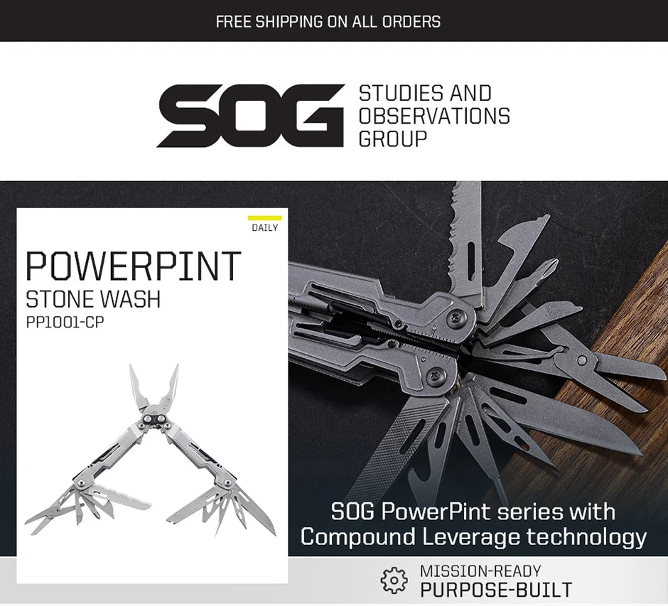 SOG PowerPint 18-in-1 Multi-Tool – Compact Tactical EDC with Pliers & Knife