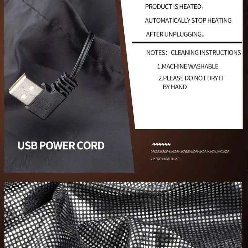 USB Heated Jacket with 9 Zones Electric Graphene Heat Coat