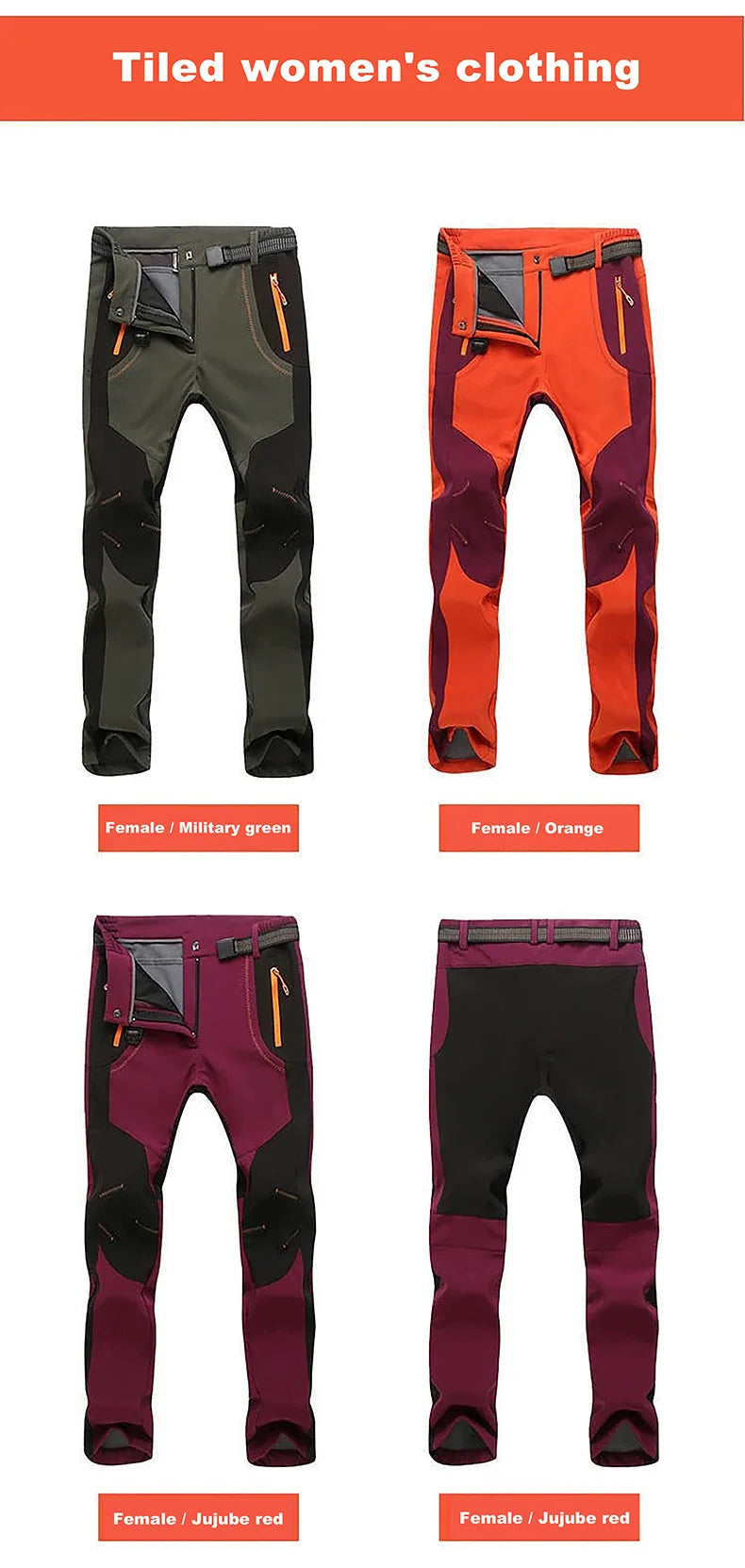 LNGXO Men’s Winter Fleece Hiking Pants, Waterproof Softshell Trekking Trousers