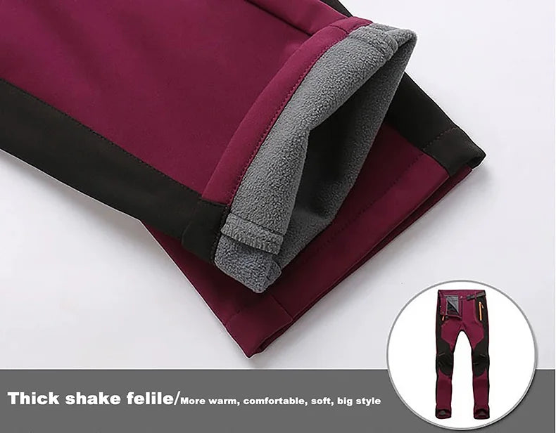 LNGXO Men’s Winter Fleece Hiking Pants, Waterproof Softshell Trekking Trousers