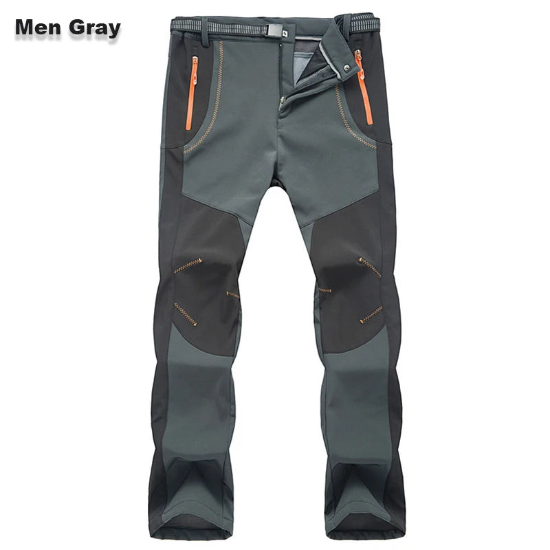 LNGXO Men’s Winter Fleece Hiking Pants, Waterproof Softshell Trekking Trousers