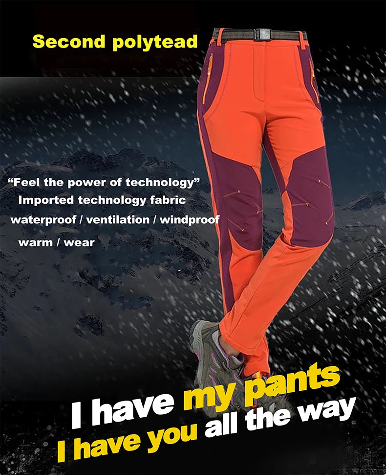 LNGXO Men’s Winter Fleece Hiking Pants, Waterproof Softshell Trekking Trousers