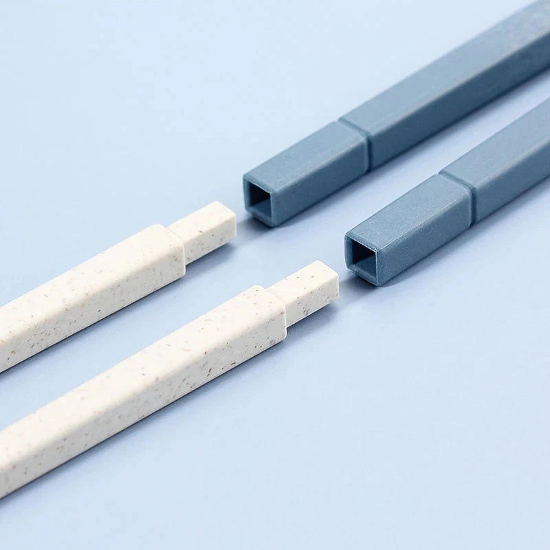 4-Pcs Portable Wheat Straw Tableware Set with Detachable Cutlery