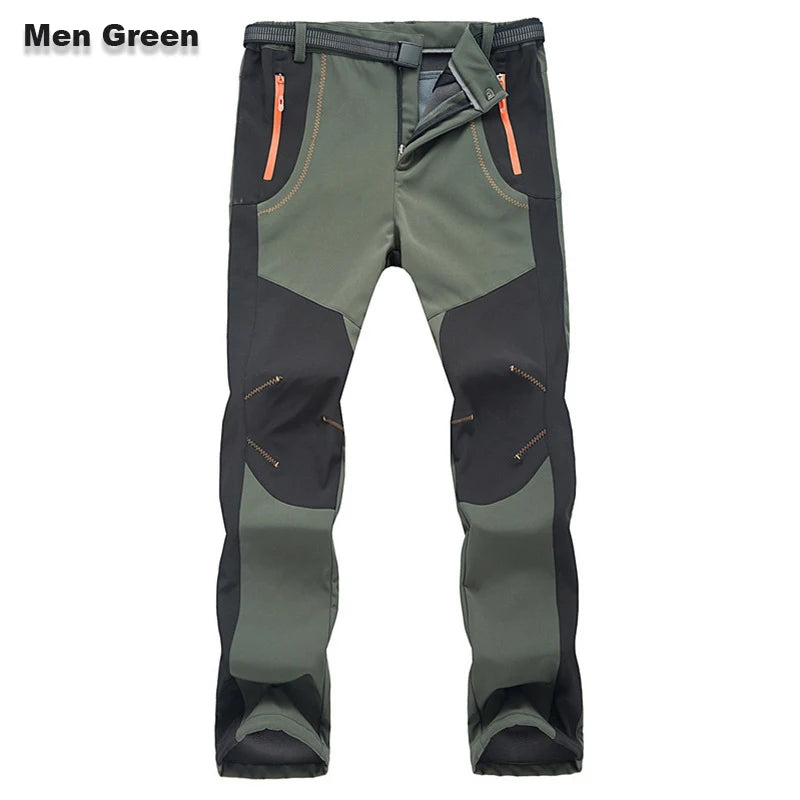 LNGXO Men’s Winter Fleece Hiking Pants, Waterproof Softshell Trekking Trousers