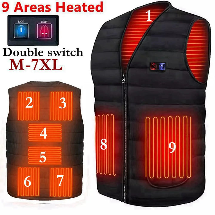 Men’s/Women’s 9-Zone Heated Cotton Vest Smart Electric Thermal Jacket