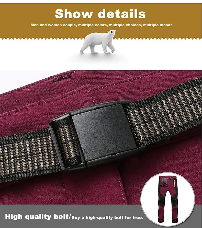 LNGXO Men’s Winter Fleece Hiking Pants, Waterproof Softshell Trekking Trousers