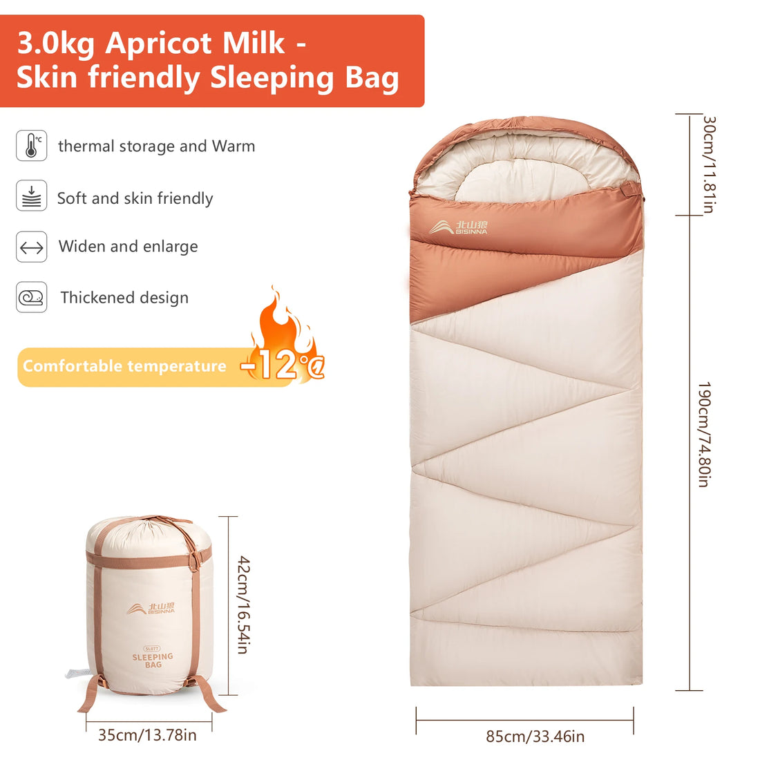 BISINNA Ultralight 4 Season Warm Camping Sleeping Bag