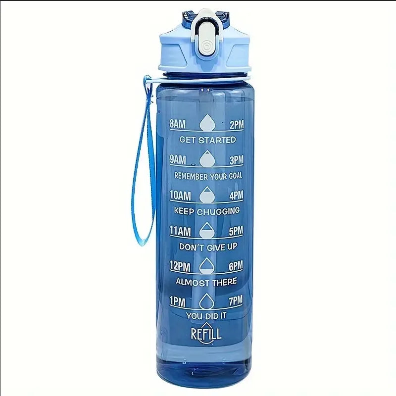 800ml Sports Water Bottle Leak-Proof with Time Scale
