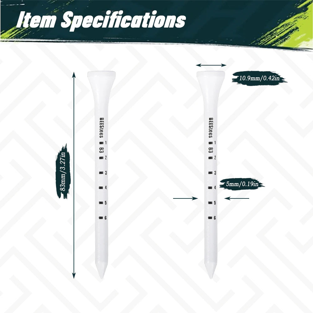 50pcs Premium Wooden Golf Tees with Height Markers