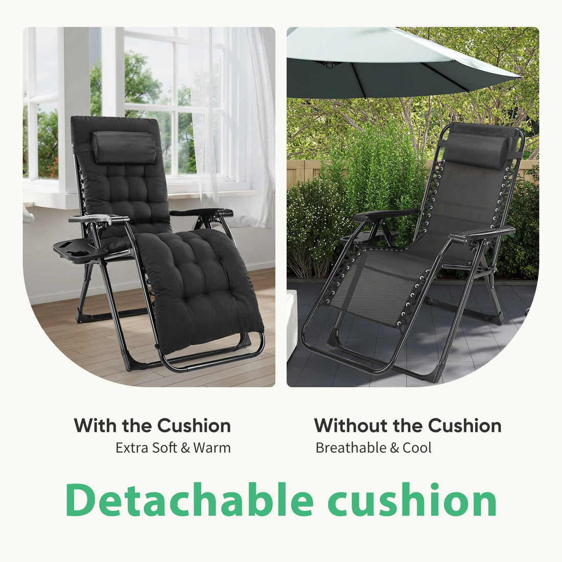 JHK Zero Gravity Recliner Chairs Set of 2 with Cup Holders