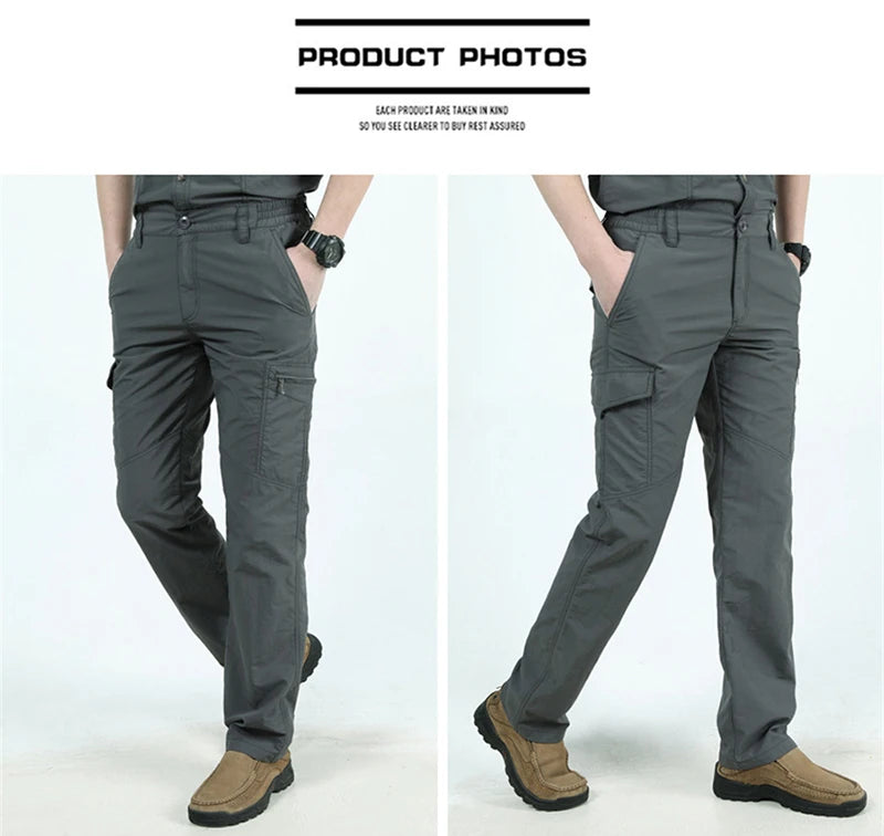 Men’s Summer Tactical Cargo Pants Lightweight Waterproof