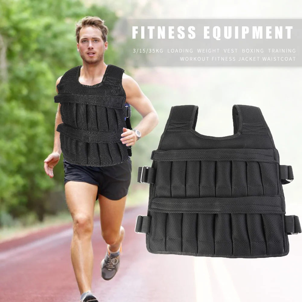 Adjustable Weighted Vest – 3/15/35kg Fitness Training & Running Jacket