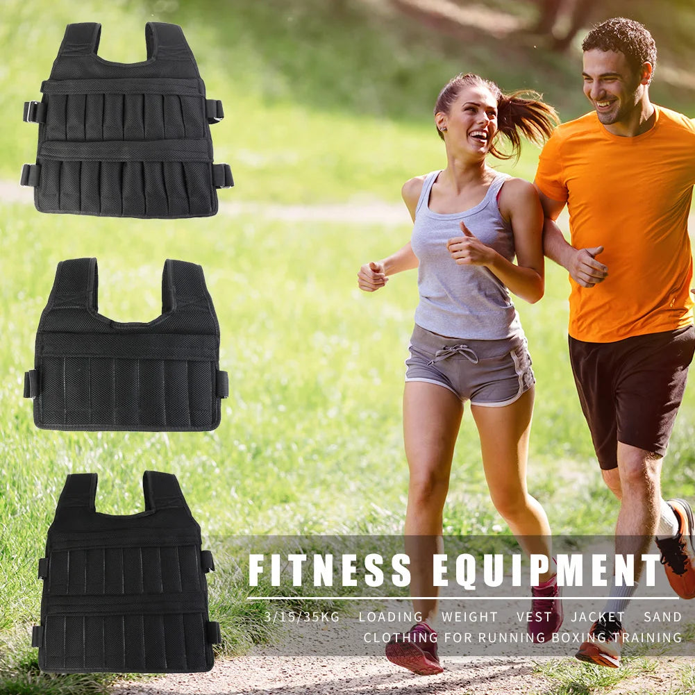 Adjustable Weighted Vest – 3/15/35kg Fitness Training & Running Jacket