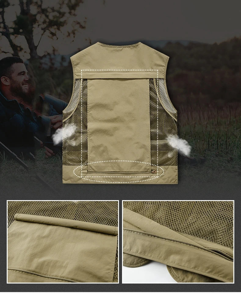 FGKKS Men’s Outdoor Multi-Pocket Vest Breathable Sports Coat