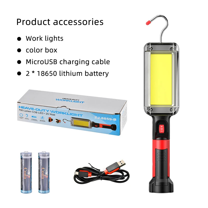 LED Work Light COB Floodlight 8000LM Rechargeable Portable Magnetic Lamp
