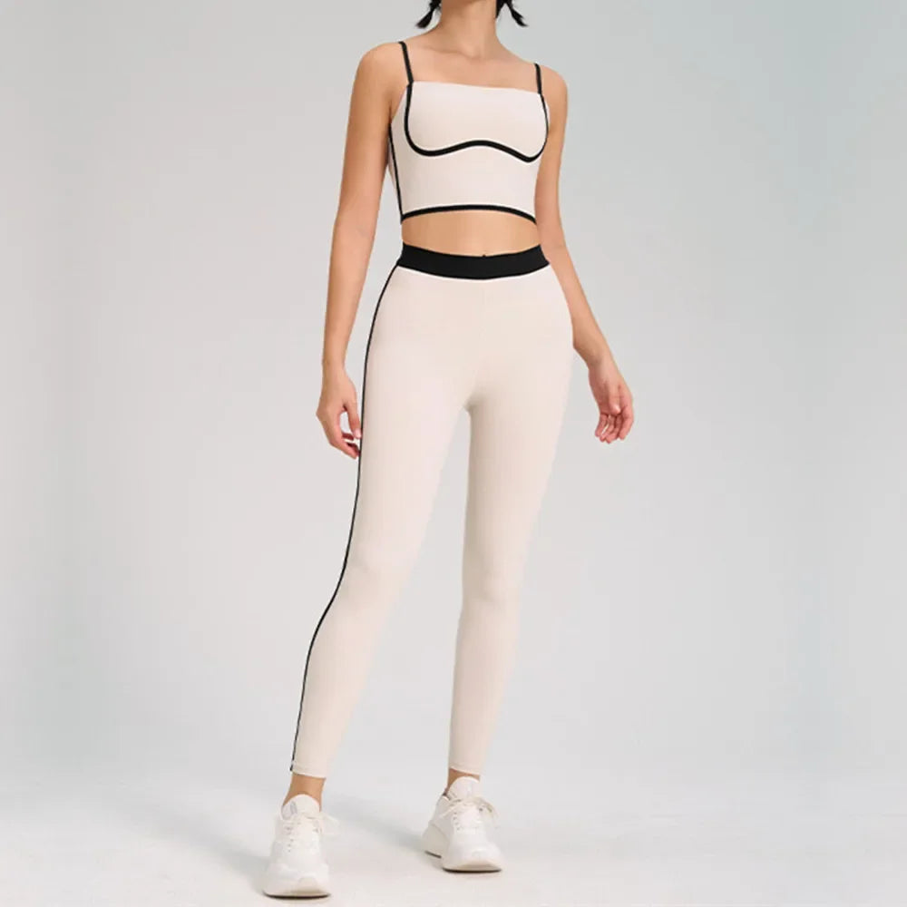 Women’s 2-Piece Tracksuit – Yoga & Gym Set with Sports Bra and Shorts/Skirt