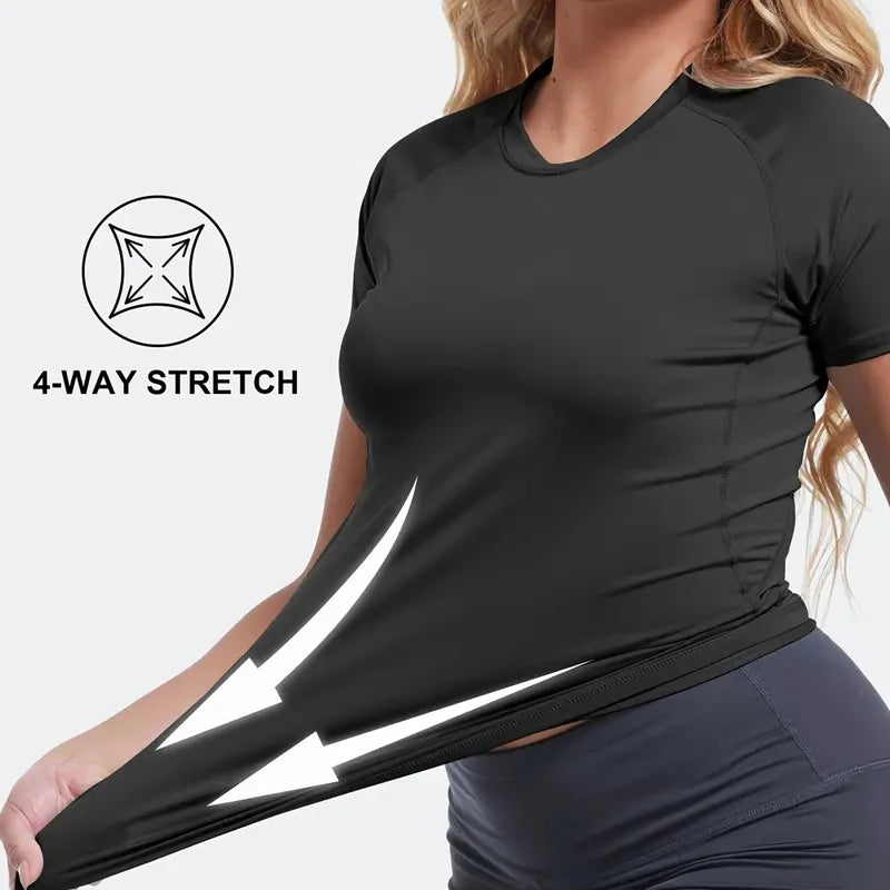 Women’s Compression Short Sleeve Athletic Quick-Dry Workout Shirt