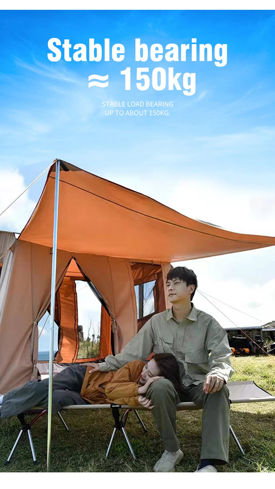 Folding Camping Cot Portable Outdoor Bed for Adults & Kids