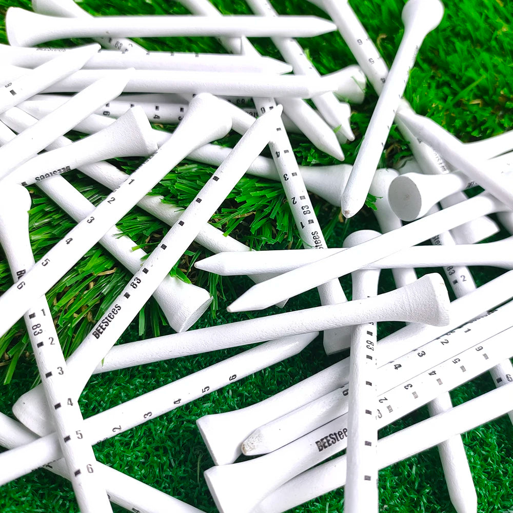 50pcs Premium Wooden Golf Tees with Height Markers