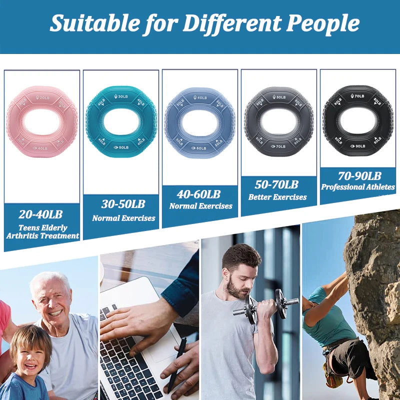Silicone Adjustable Hand Grip Trainer 20–90LB Forearm & Finger Strengthener