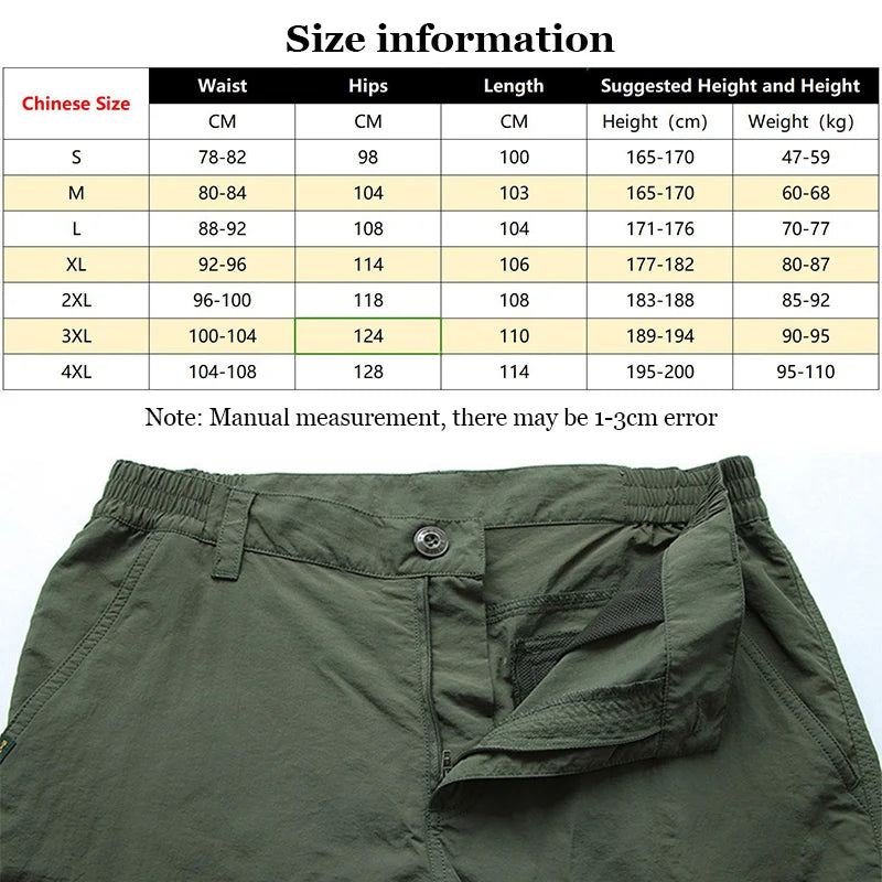 Men’s Summer Tactical Cargo Pants Lightweight Waterproof