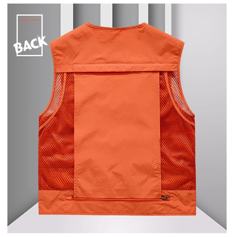 FGKKS Men’s Outdoor Multi-Pocket Vest Breathable Sports Coat