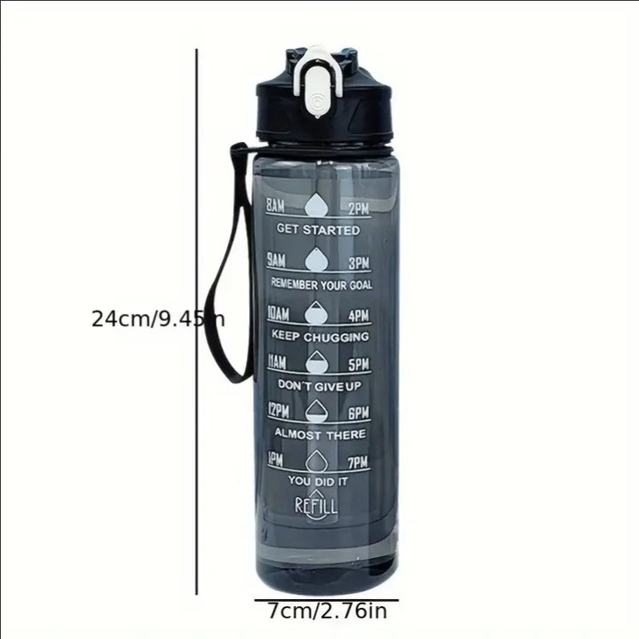 800ml Sports Water Bottle Leak-Proof with Time Scale