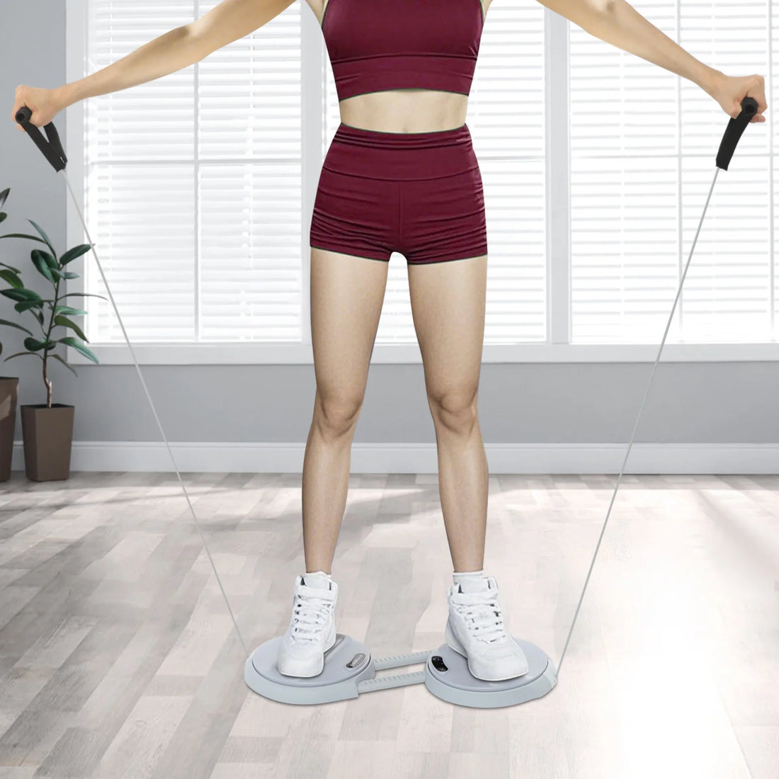 Waist Twister Board with Elastic Ropes – Standing Ab Exercise Tool