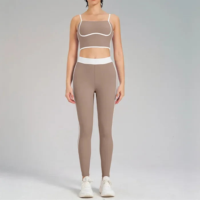 Women’s 2-Piece Tracksuit – Yoga & Gym Set with Sports Bra and Shorts/Skirt