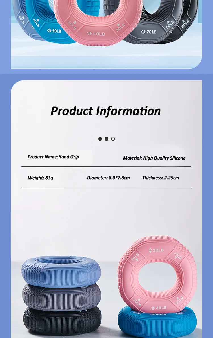 Silicone Adjustable Hand Grip Trainer 20–90LB Forearm & Finger Strengthener