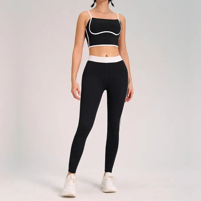 Women’s 2-Piece Tracksuit – Yoga & Gym Set with Sports Bra and Shorts/Skirt