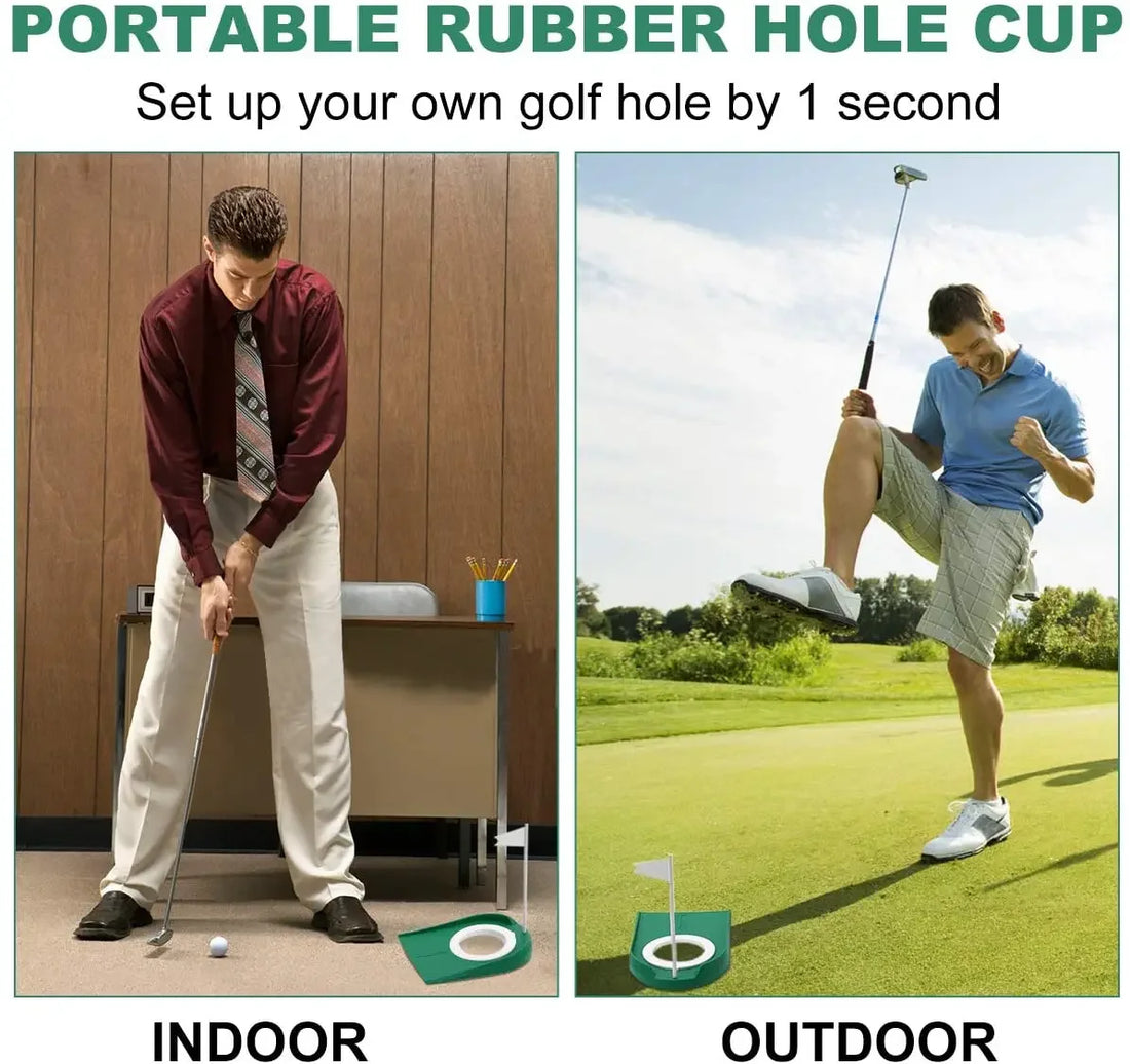 Indoor Golf Putting Trainer with Adjustable Hole & Flag