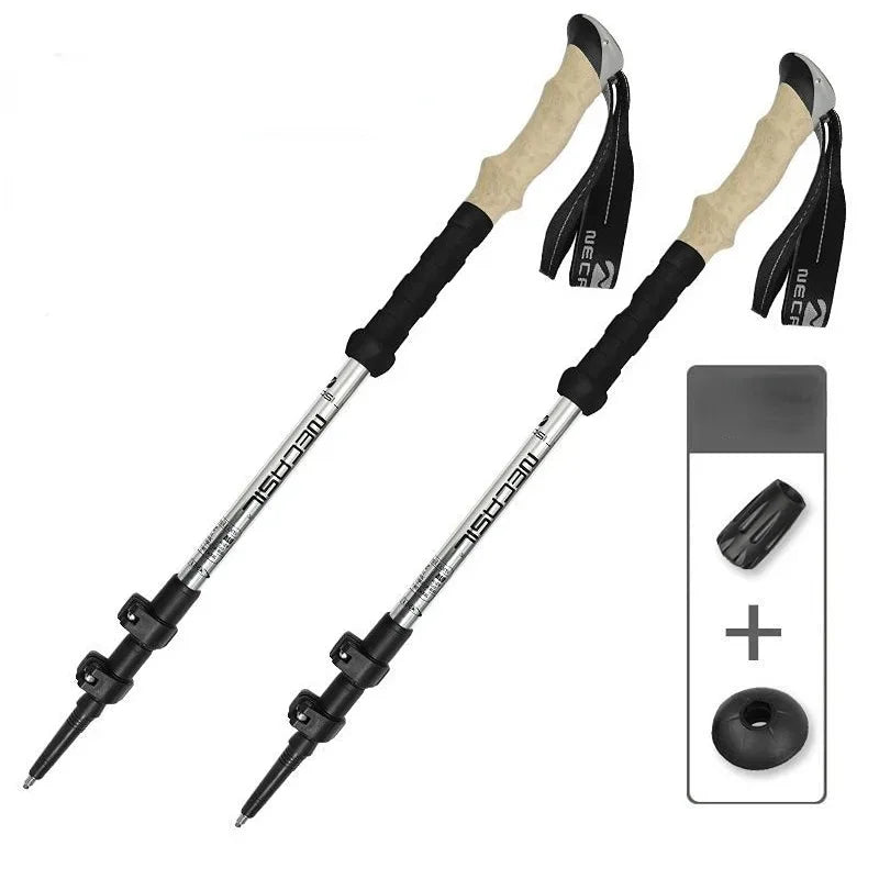 2PCS Ultralight Adjustable Trekking Poles with Quick Lock