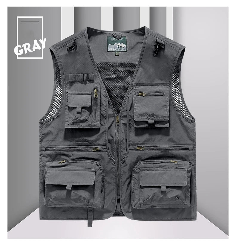 FGKKS Men’s Outdoor Multi-Pocket Vest Breathable Sports Coat