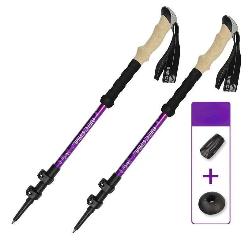 2PCS Ultralight Adjustable Trekking Poles with Quick Lock