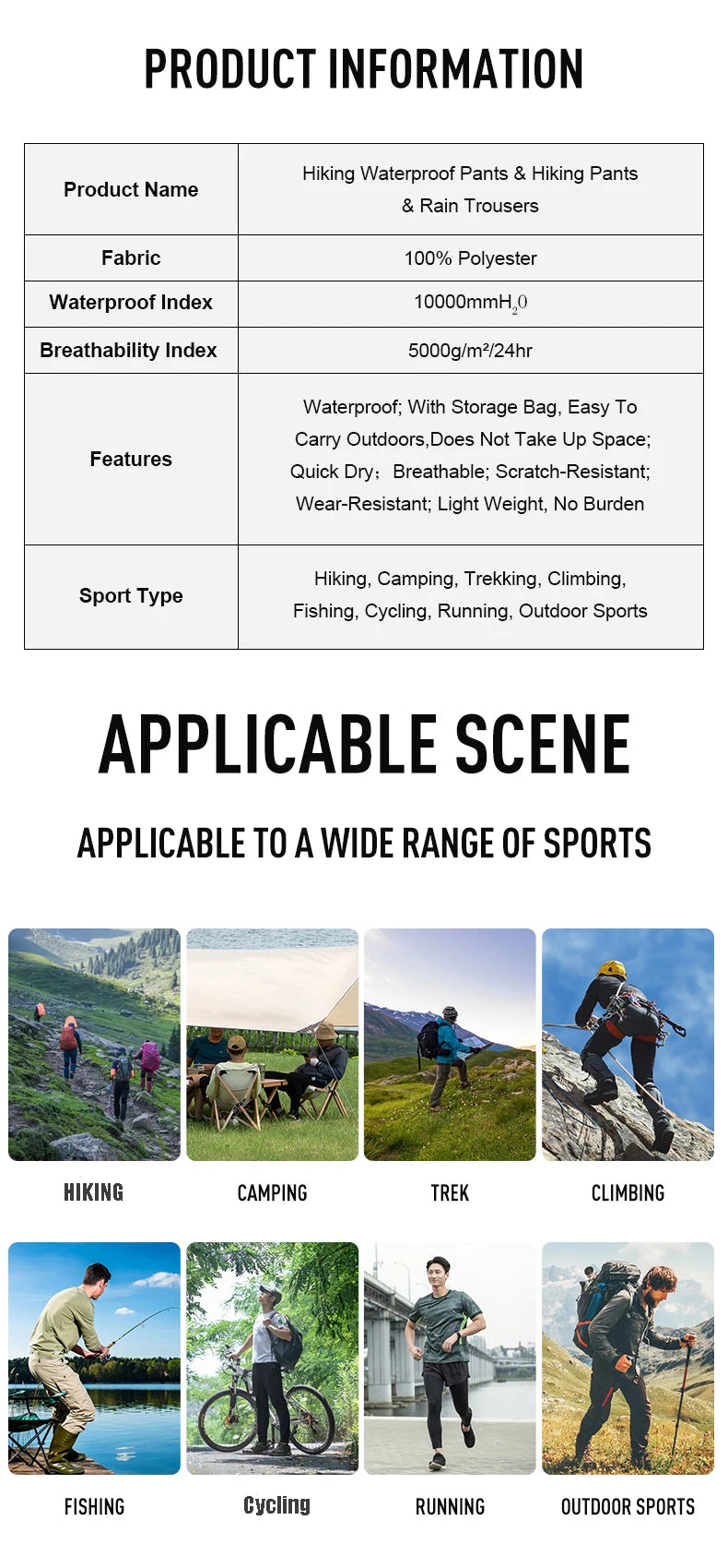 LNGXO Unisex Waterproof Quick Dry Hiking Pants
