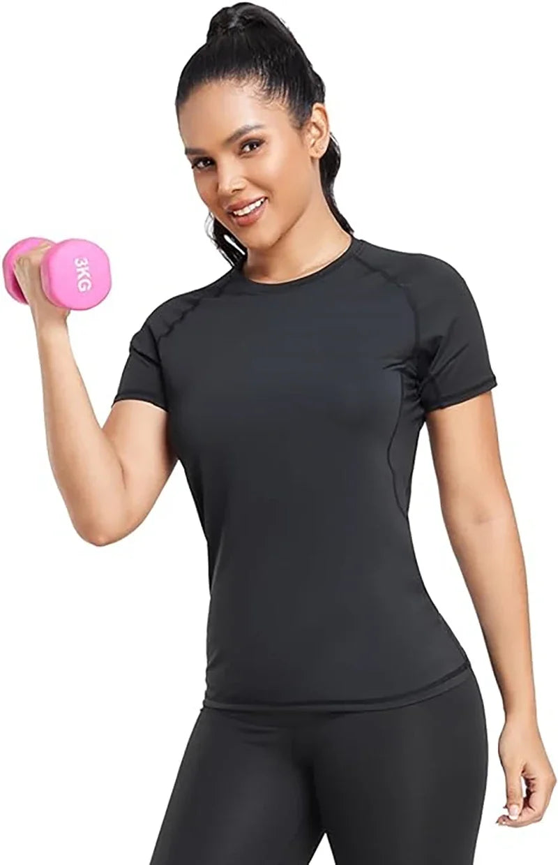 Women’s Compression Short Sleeve Athletic Quick-Dry Workout Shirt