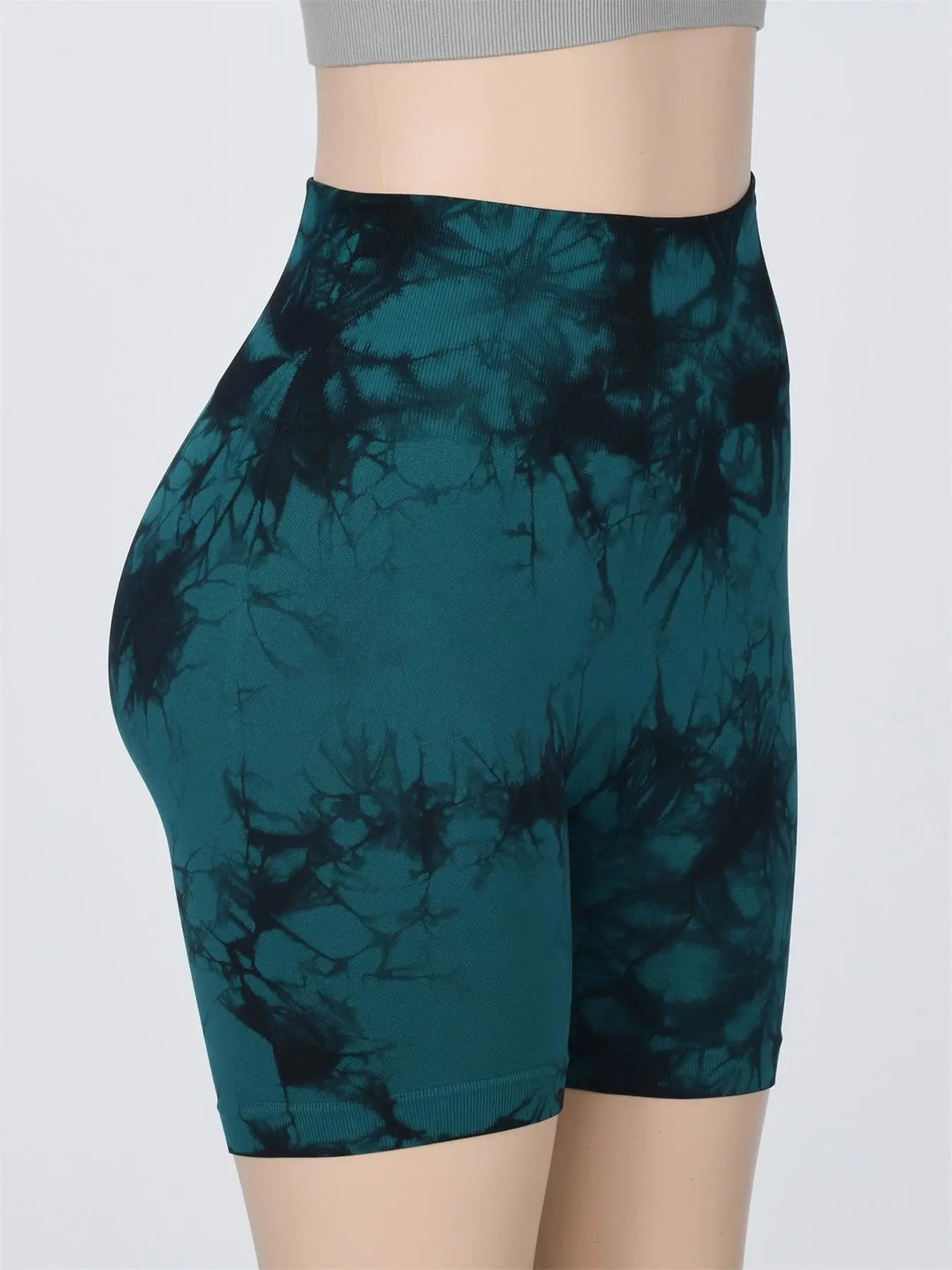 Women’s Tie-Dye High Waist Ruched Sports Yoga Shorts