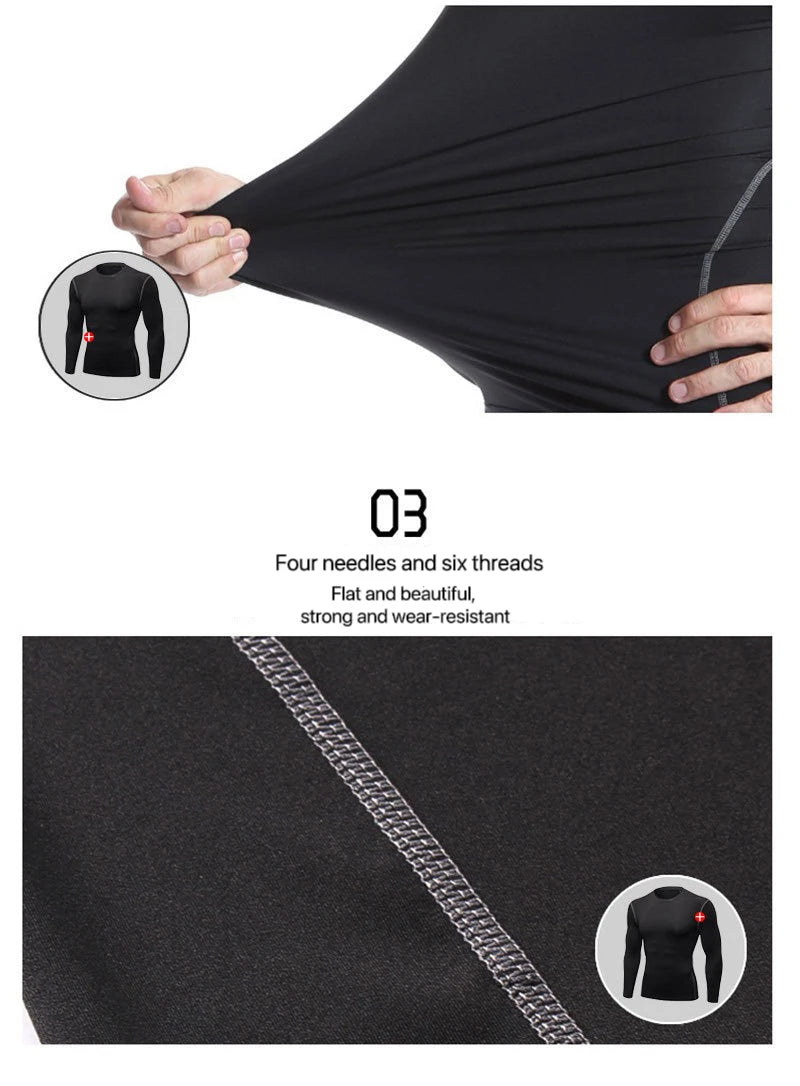 Men’s Long-Sleeve Thermal Underwear Fast-Dry Fitness Top