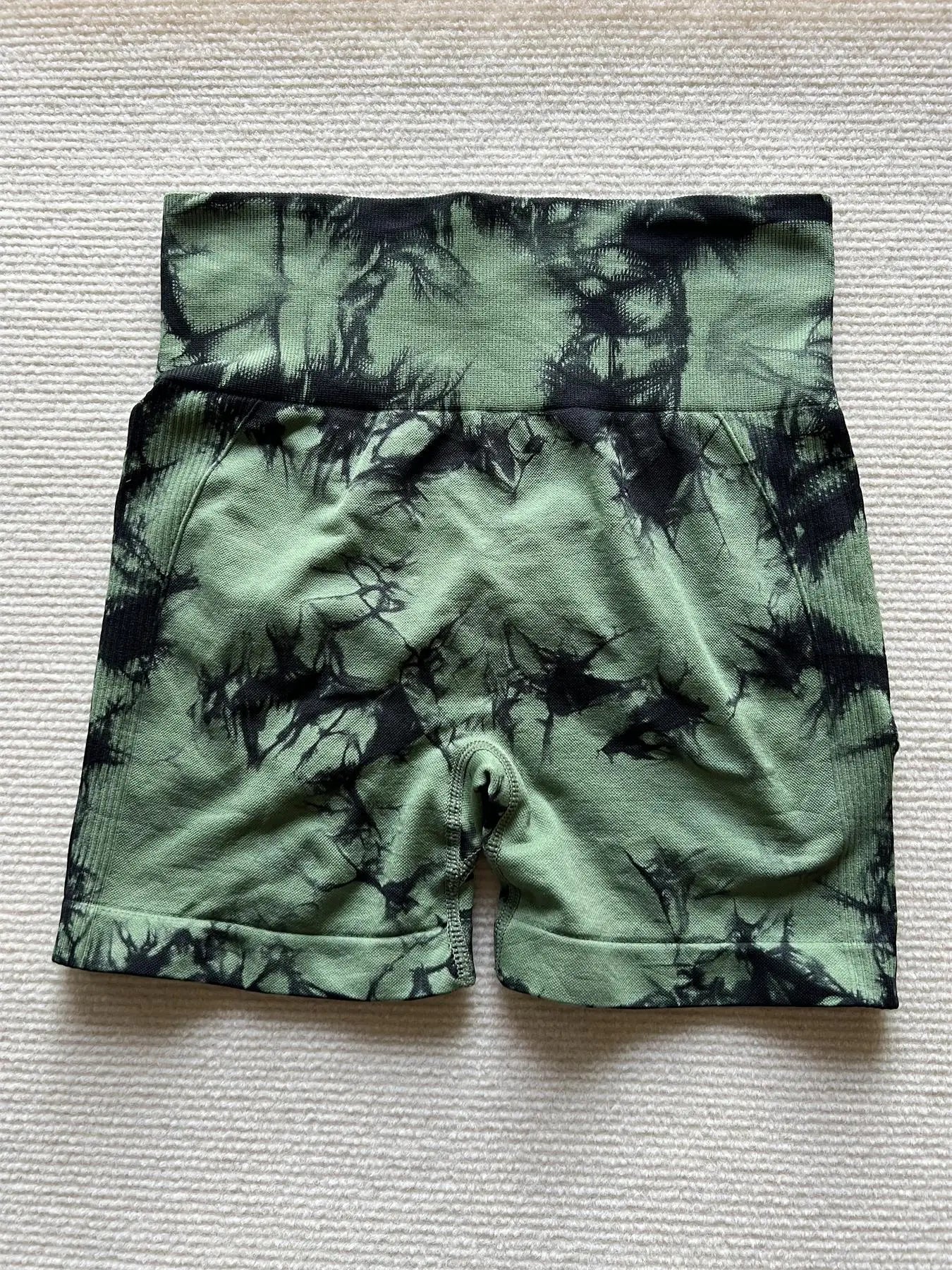 Women’s Tie-Dye High Waist Ruched Sports Yoga Shorts