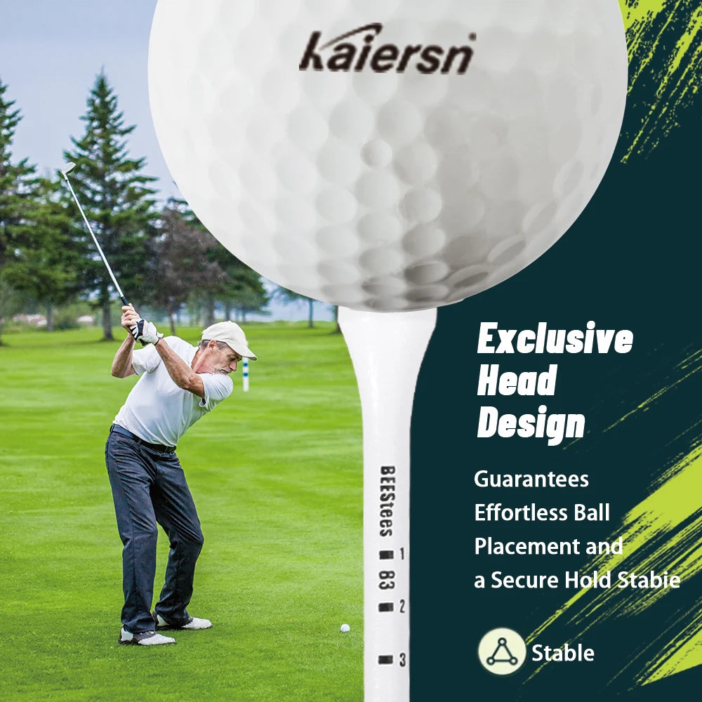 50pcs Premium Wooden Golf Tees with Height Markers