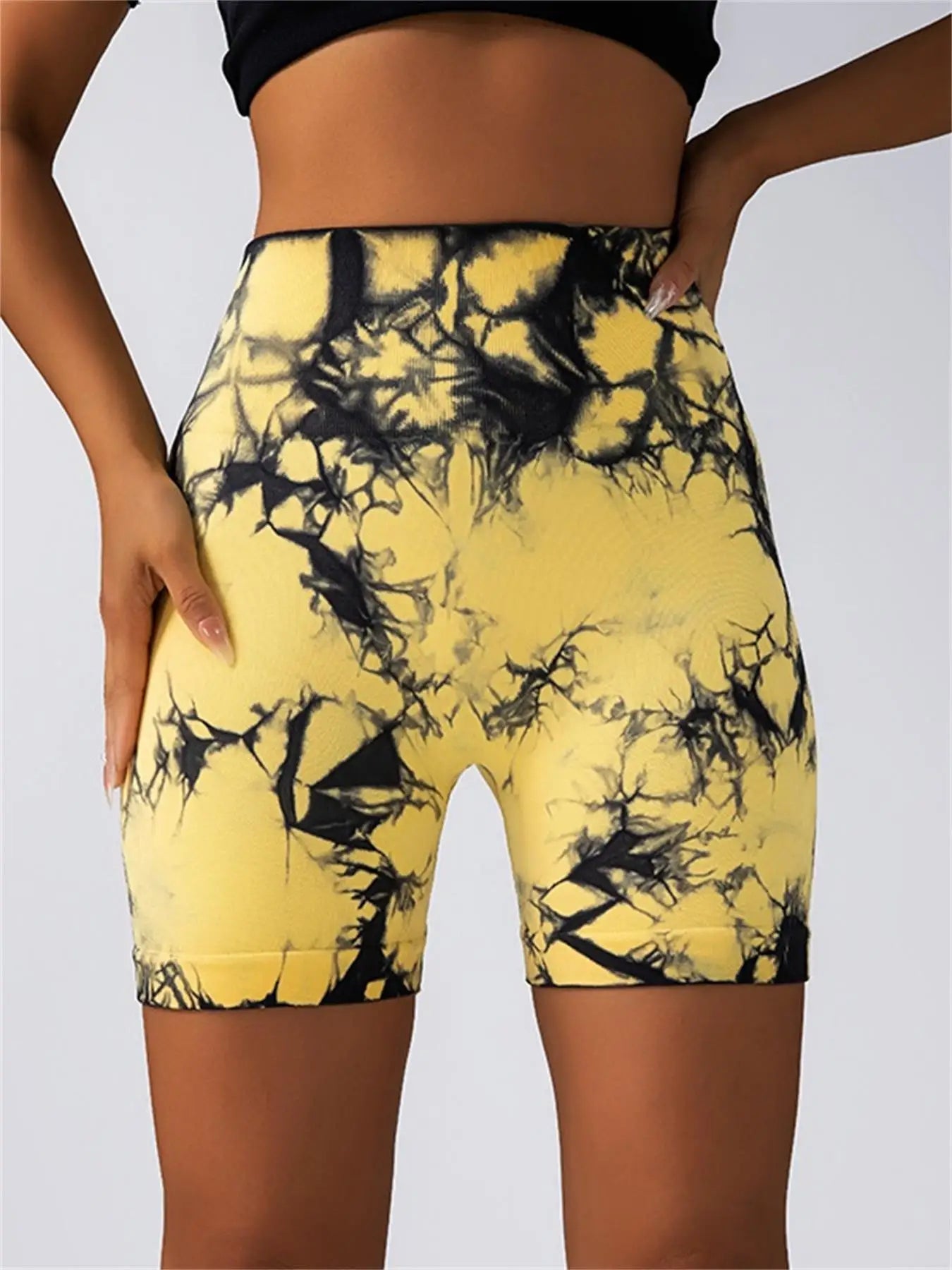 Women’s Tie-Dye High Waist Ruched Sports Yoga Shorts