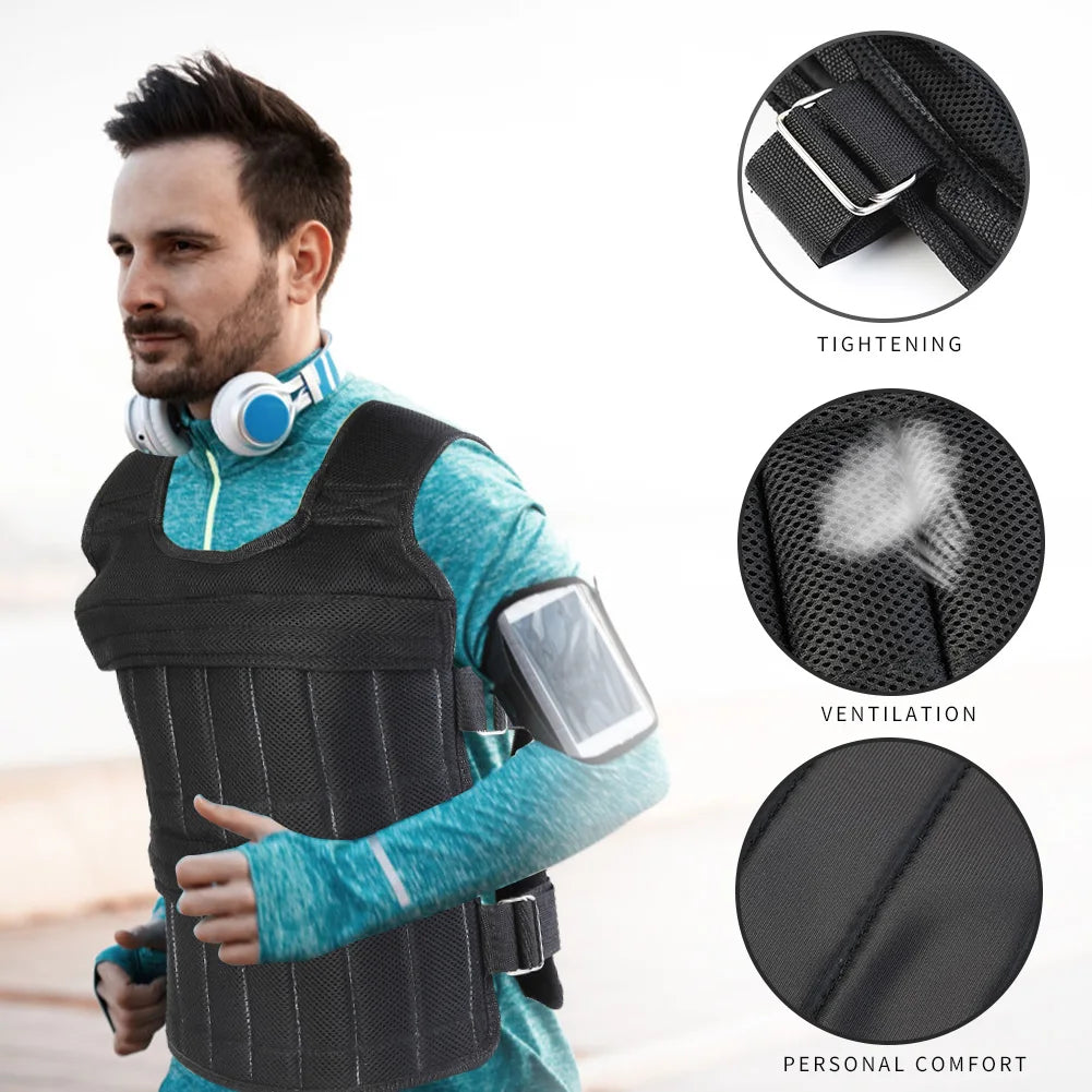 Adjustable Weighted Vest – 3/15/35kg Fitness Training & Running Jacket