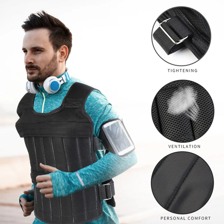 Adjustable Weighted Vest – 3/15/35kg Fitness Training & Running Jacket