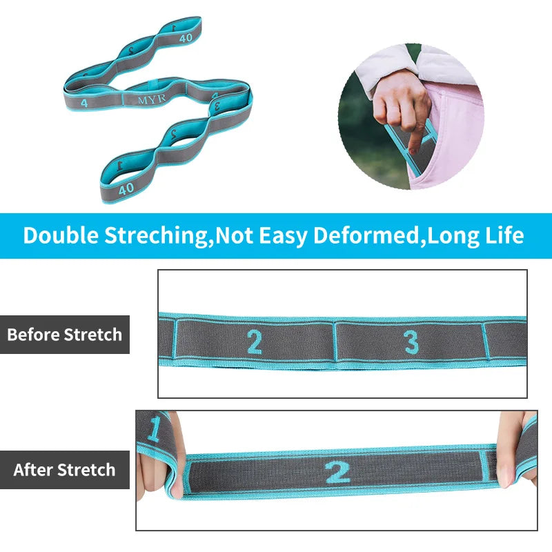 Elastic Yoga Stretch Strap with Loops – Ballet, Pilates & Gymnastics