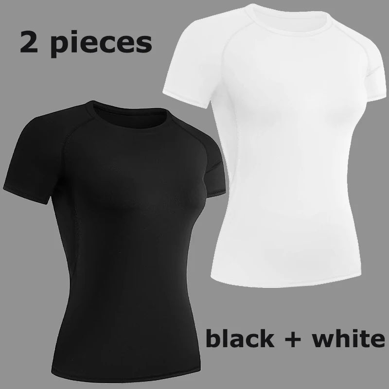 Women’s Compression Short Sleeve Athletic Quick-Dry Workout Shirt