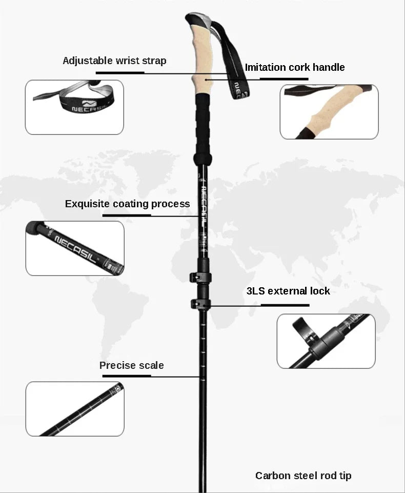2PCS Ultralight Adjustable Trekking Poles with Quick Lock