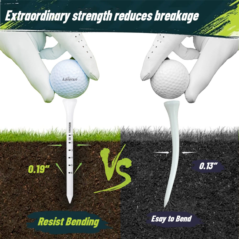 50pcs Premium Wooden Golf Tees with Height Markers